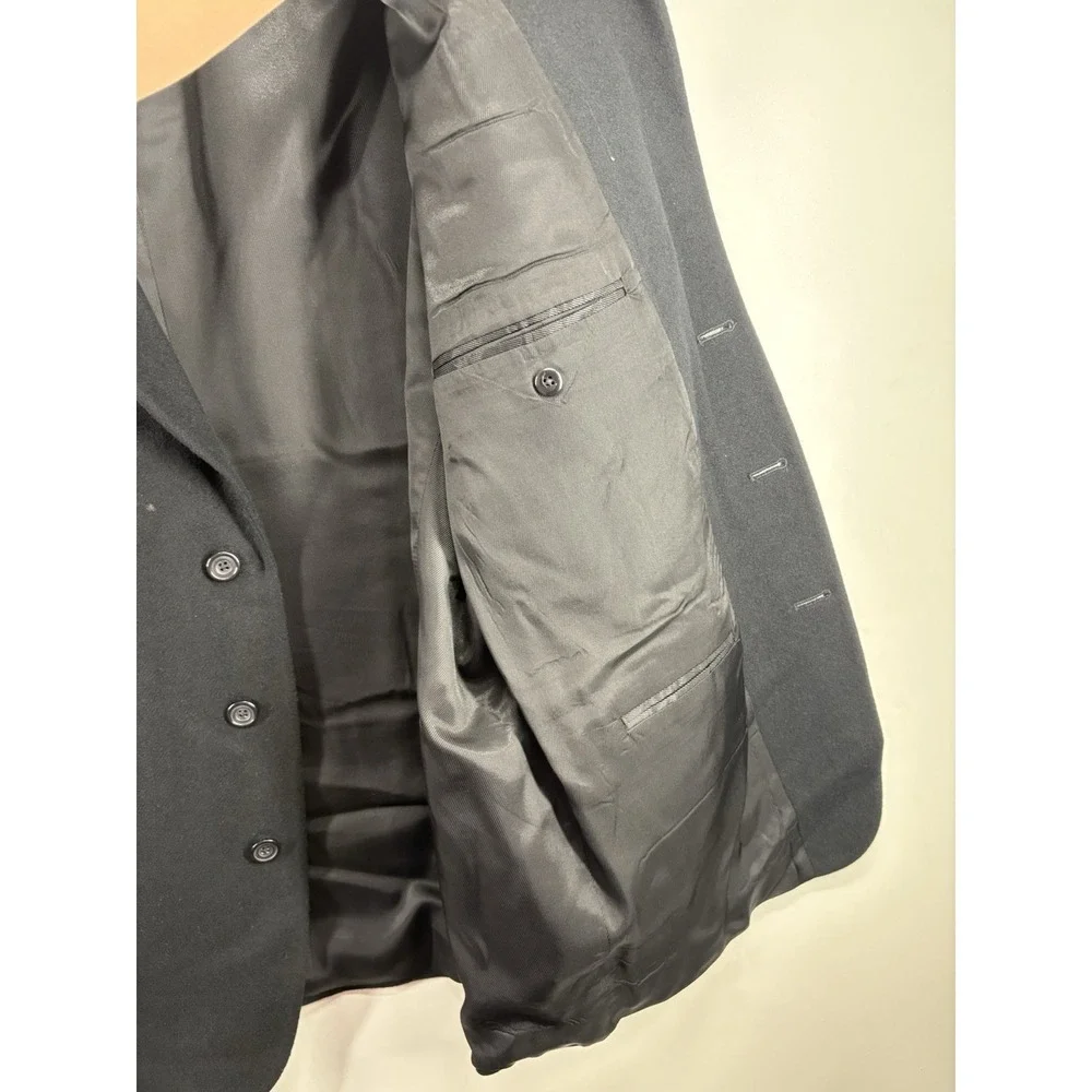 Oscar de‎ la Renta Blazer Sport Coat Suit Jacket Mens 46R Black Wool Cashmere